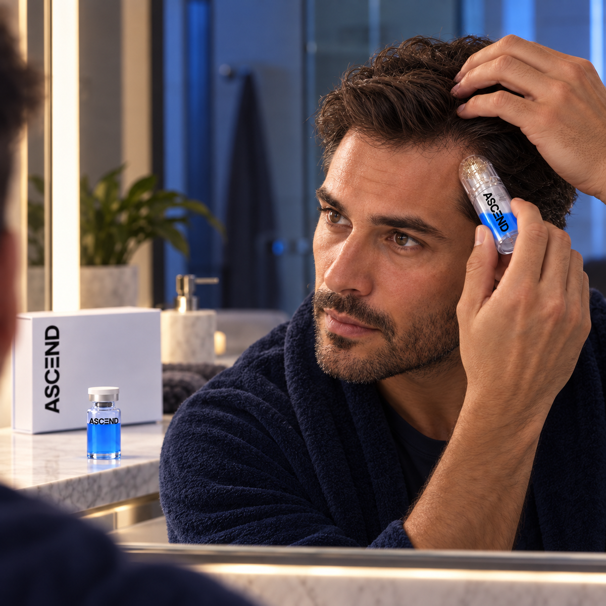 Applying Ascend Infuse along the hairline
